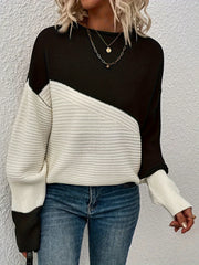 Colorblock Lantern Sleeve Sweater