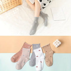 5 Pairs Floral & Fruit Curling Socks Women's Stockings & Hosiery