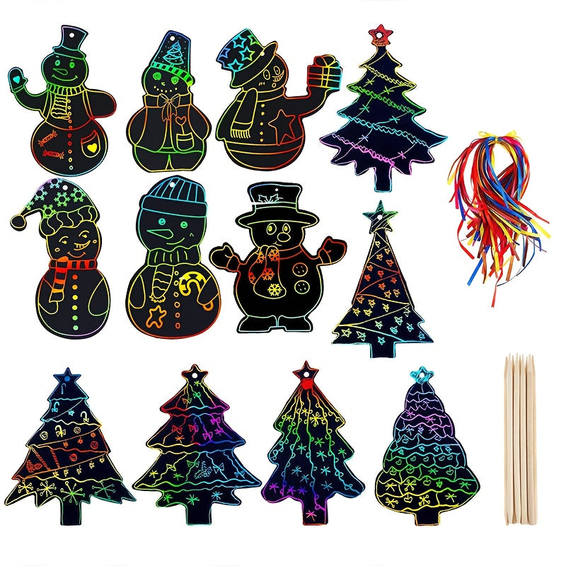28 pc Kids Party Favor Toy Set with DIY Christmas Bookmarks & Scratch Art Paper