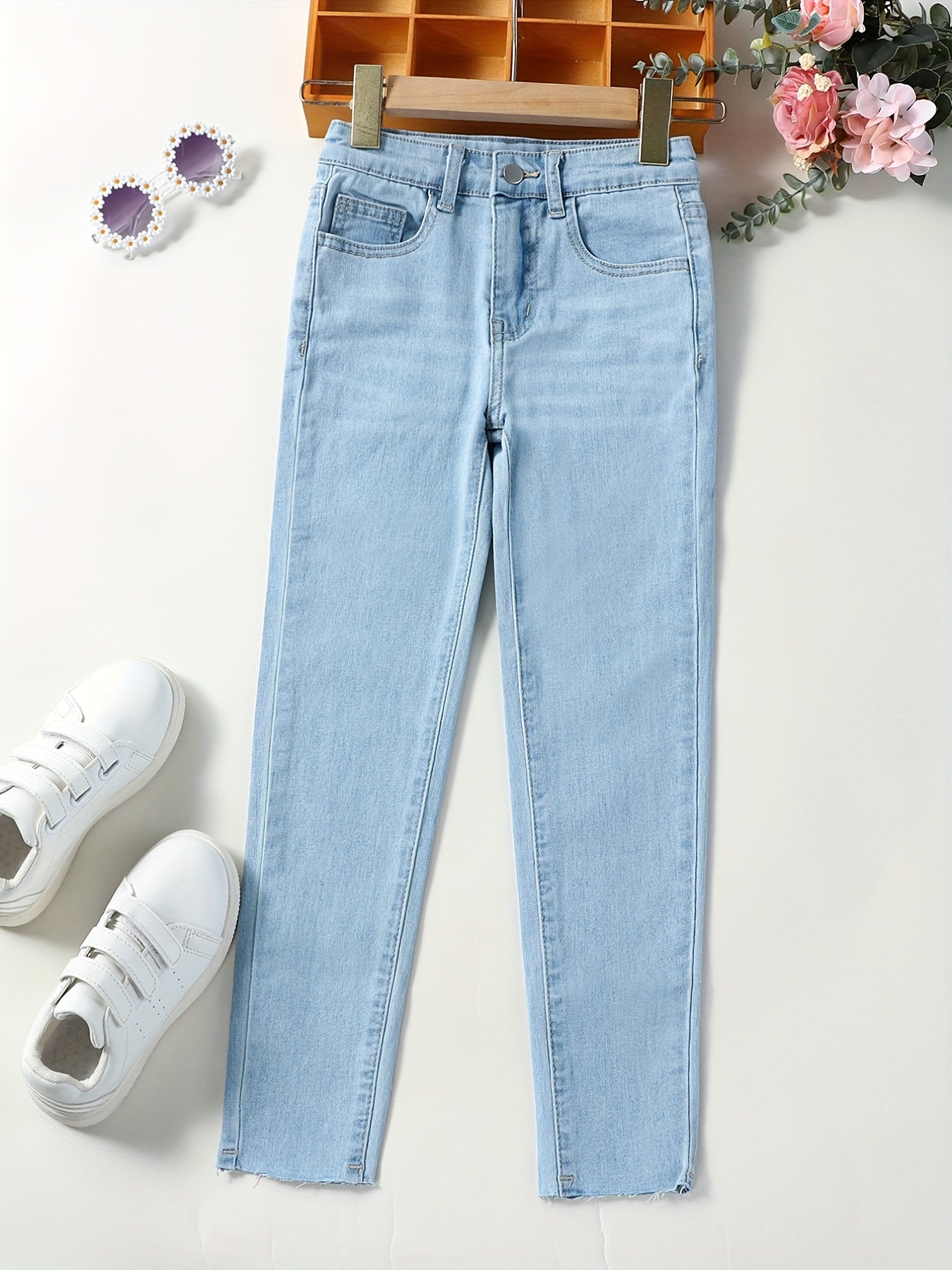 Girls Skinny Denim Trousers Casual Jeans For Kids