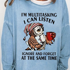 Letter Print Crew Neck Pullover Sweatshirt for Women