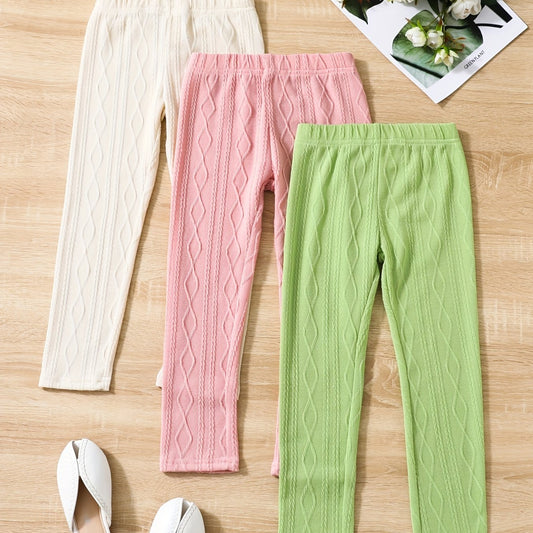 3pc Girls' Argyle Stretchy Legging Pants Set for Spring Fall