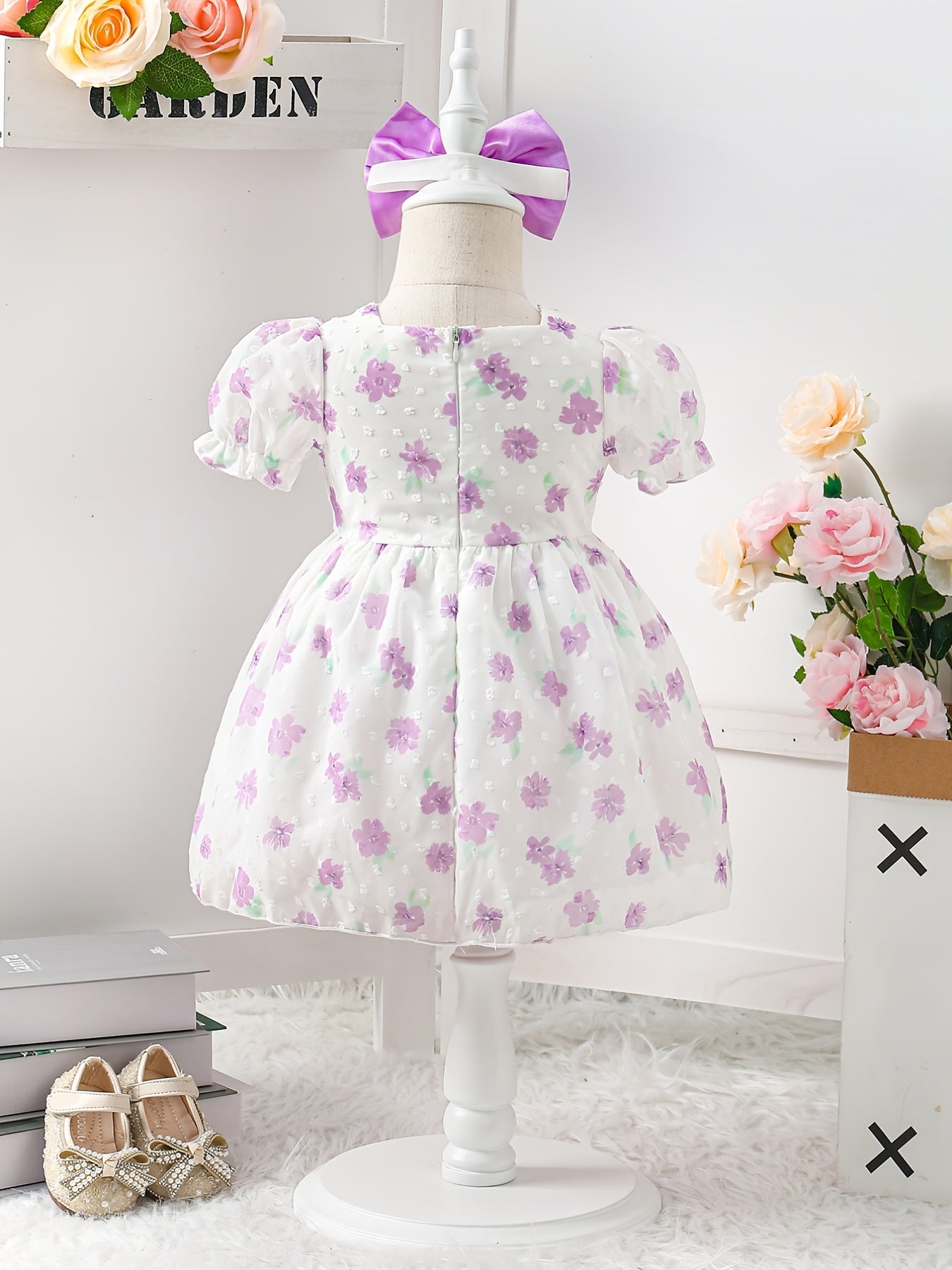 Baby Girls Sweet Floral Print Princess Dress