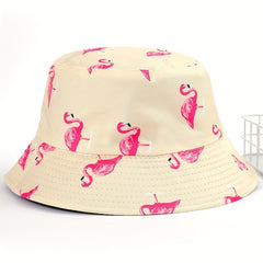 Flamingo Print Bucket Hat Lightweight Fisherman Cap