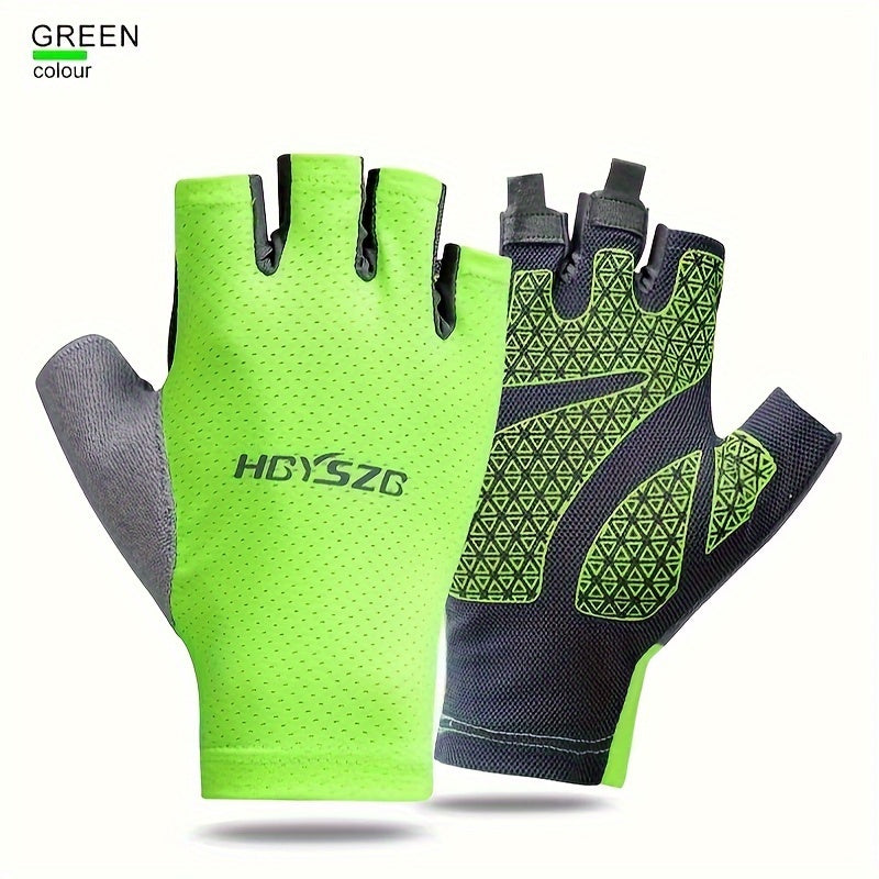 Mountain Bike Half Finger Cycling Gloves Anti Slip Breathable Sweat Absorbing