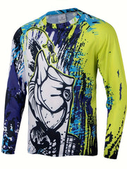 Men's Abstract Full Body Pattern Long Sleeve T-Shirt Anti UV Sunscreen