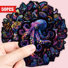 50pcs Neon Animal Sticker Set Waterproof Vinyl Decals for Laptops Phones Guitars