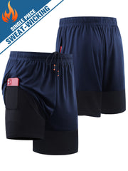 Men's 2 in 1 Shorts Active Stretch Breathable Drawstring Shorts