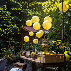 25 Yellow Paper Lantern Set for Party Decorations