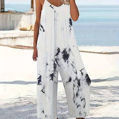 Tie Dye Round Neck Wide Leg Jumpsuit