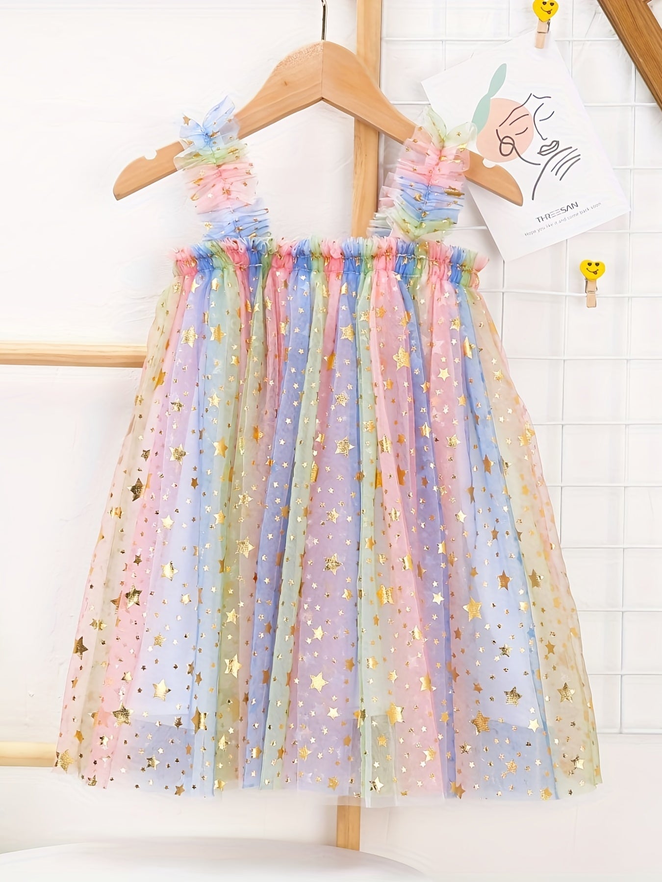 Rainbow Tulle Sling Dress for Summer Party Princess Dress
