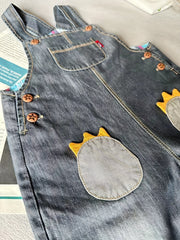 Baby Boys Suspender Pants Dinosaur Palm Print Pocket Overalls