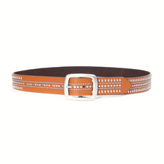 PU Leather Nail Belt Western Cowboy Punk Belt For Jeans Dress