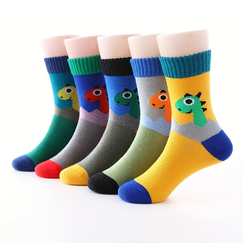 5pairs Kids Block Crew Socks Comfy Toddlers Children's Socks All Seasons