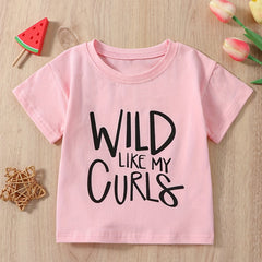 Baby Girls Casual Cotton Wild Like My Curls T shirt