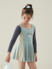 Girls Splicing Long Sleeve 1pc Swimwear Bathing Suit