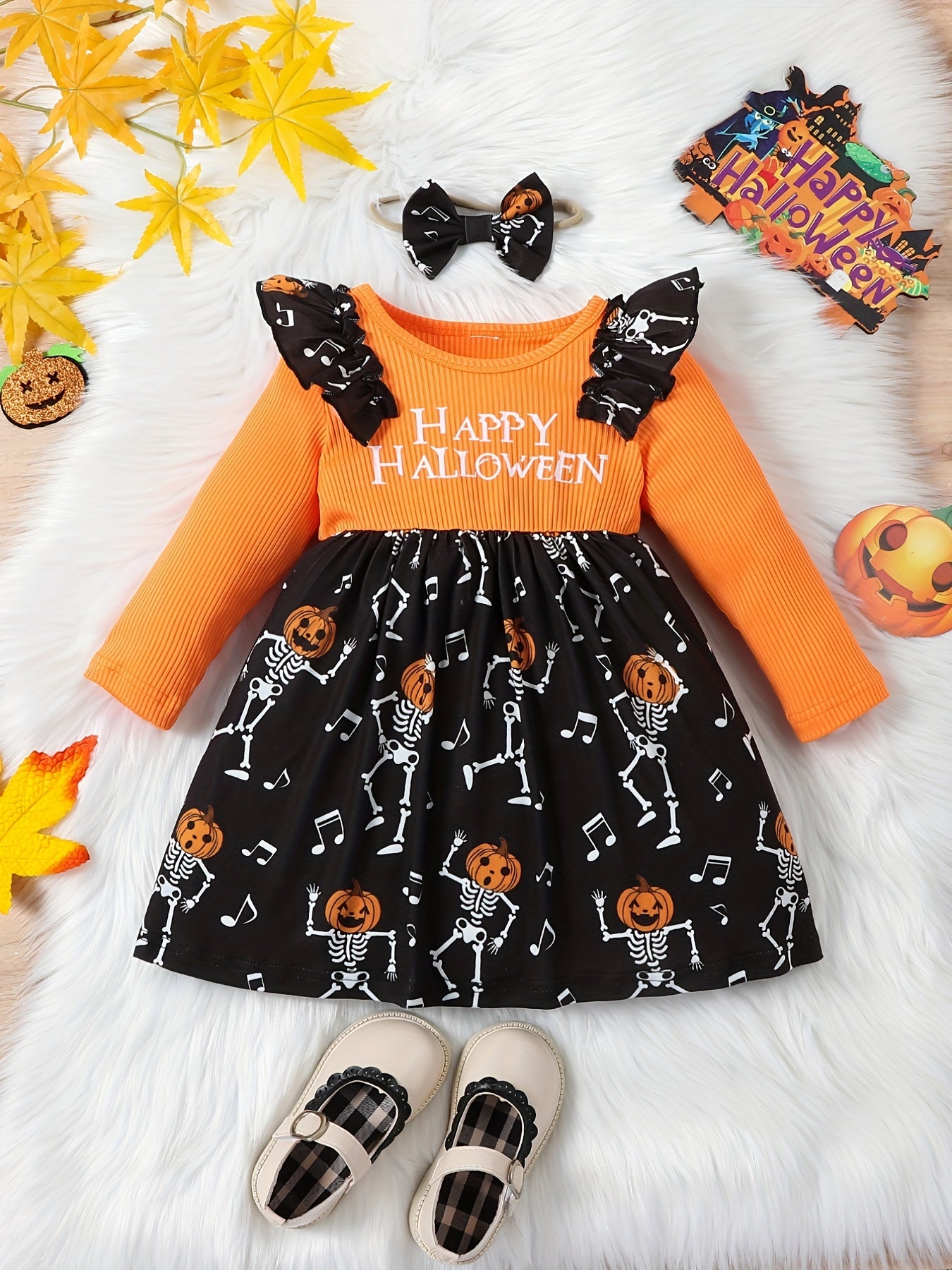 Baby Girls Halloween Dress Cartoon Stitching Dress