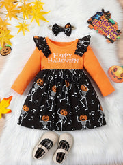 Baby Girls Halloween Dress Cartoon Stitching Dress