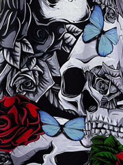 Goth Cami Dress Womens Plus Skull Floral Butterfly Print V Neck Cami