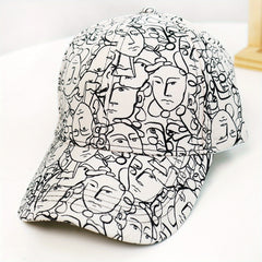 Abstract Face Printed Baseball Cap Unisex Casual Couple Sun Hat