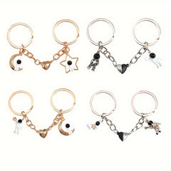Metal Spaceman Heart Magnetic Key Ring Keychain Bag Purse Ornament Pendant
