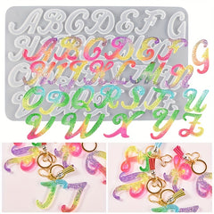 26pcs Small English Letter Pendant Crystal Resin Mould for DIY Jewelry
