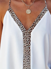 Leopard Print V Neck Cami Top - Spaghetti Strap Summer Women's Clothing