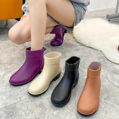 Women's Waterproof Anti-Slip Rain Boots Lightweight Rubber Work Boots
