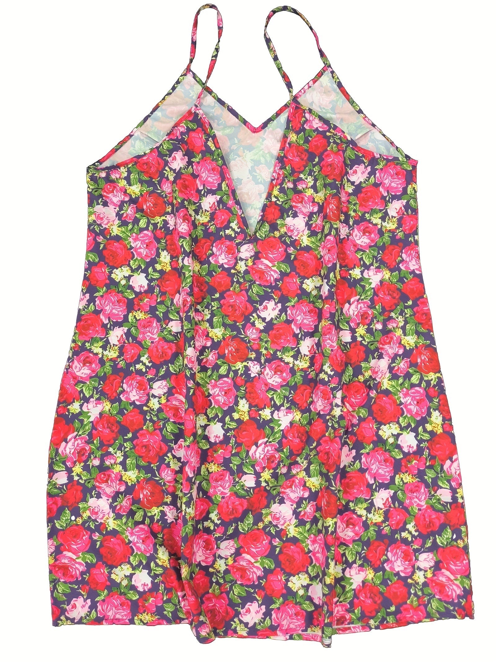 Boho Nightdress Women's Plus Floral Print V Neck Sexy Cami