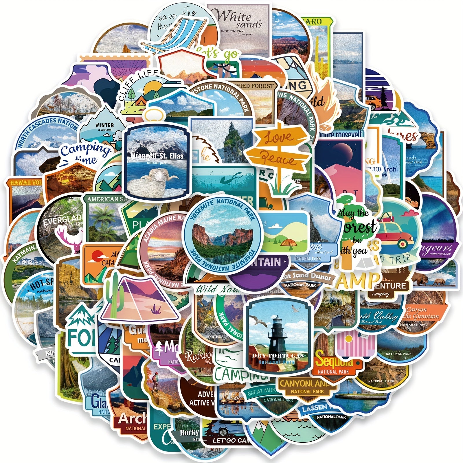102 National Park Stickers Outdoor Adventure Waterproof Vinyl Travel Stickers