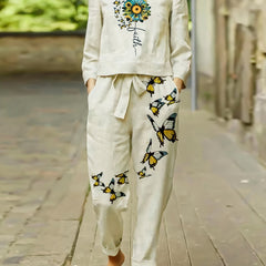 Butterfly & Sunflower Print Two Piece Set
