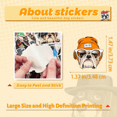 50pcs Dog Stickers Waterproof Vinyl for Water Bottle Laptop Phone