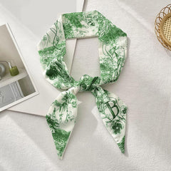 Letters Print Scarf Thin Long Small Silk Scarf Tie Bag Decoration