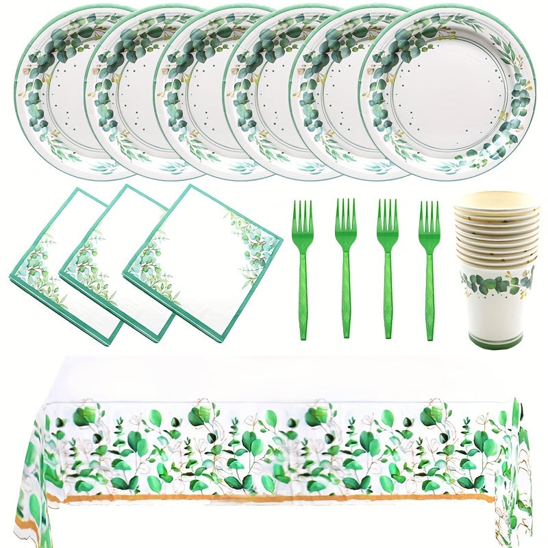 Greenery Yugali Leaf Party Supplies Set - 17 Pcs