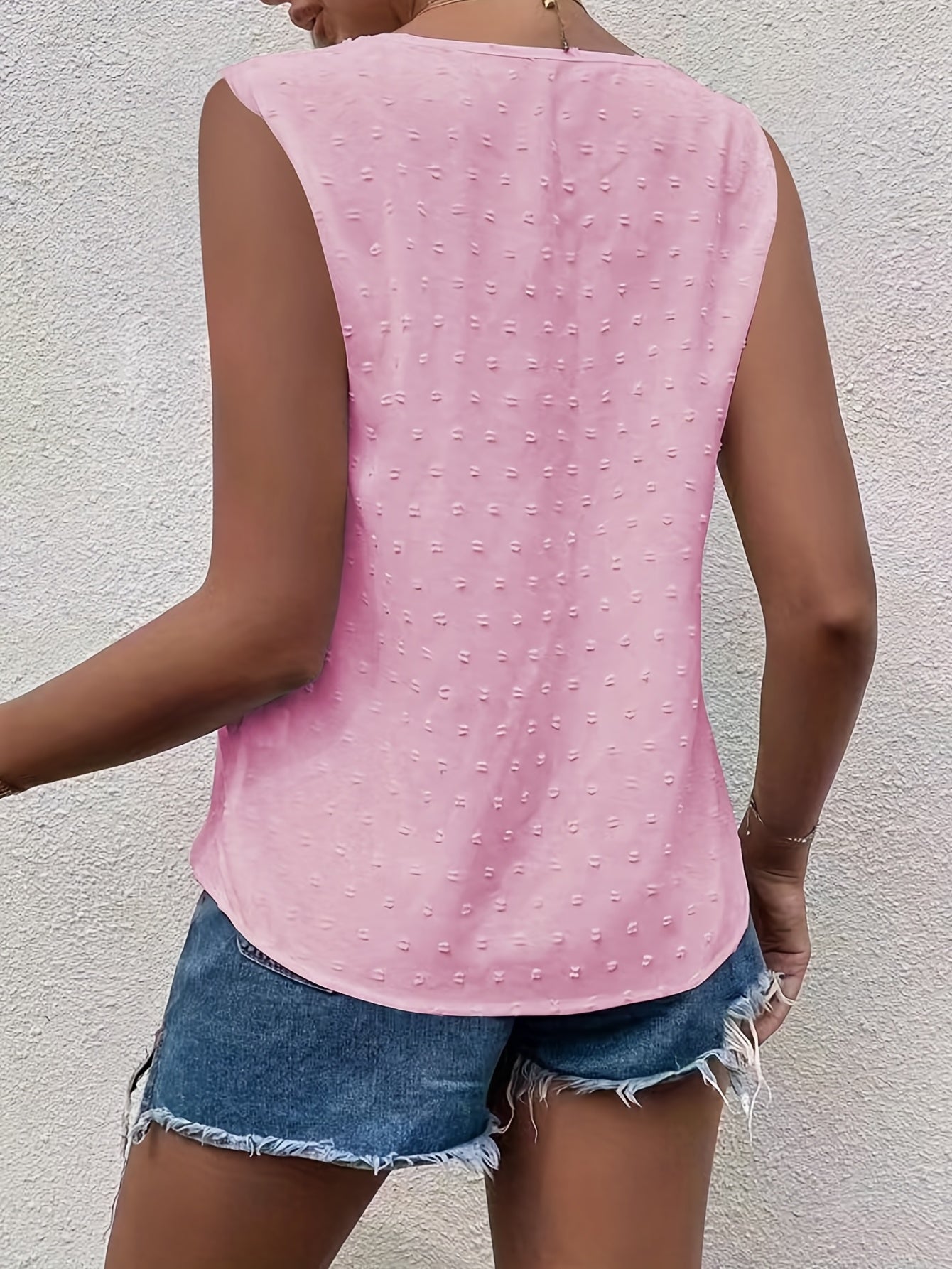 Lace Trim Tank Top V Neck Sleeveless Summer Top