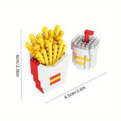 Mini Fast Food 3D Model Building Blocks DIY Burger French Fries Hot Dog