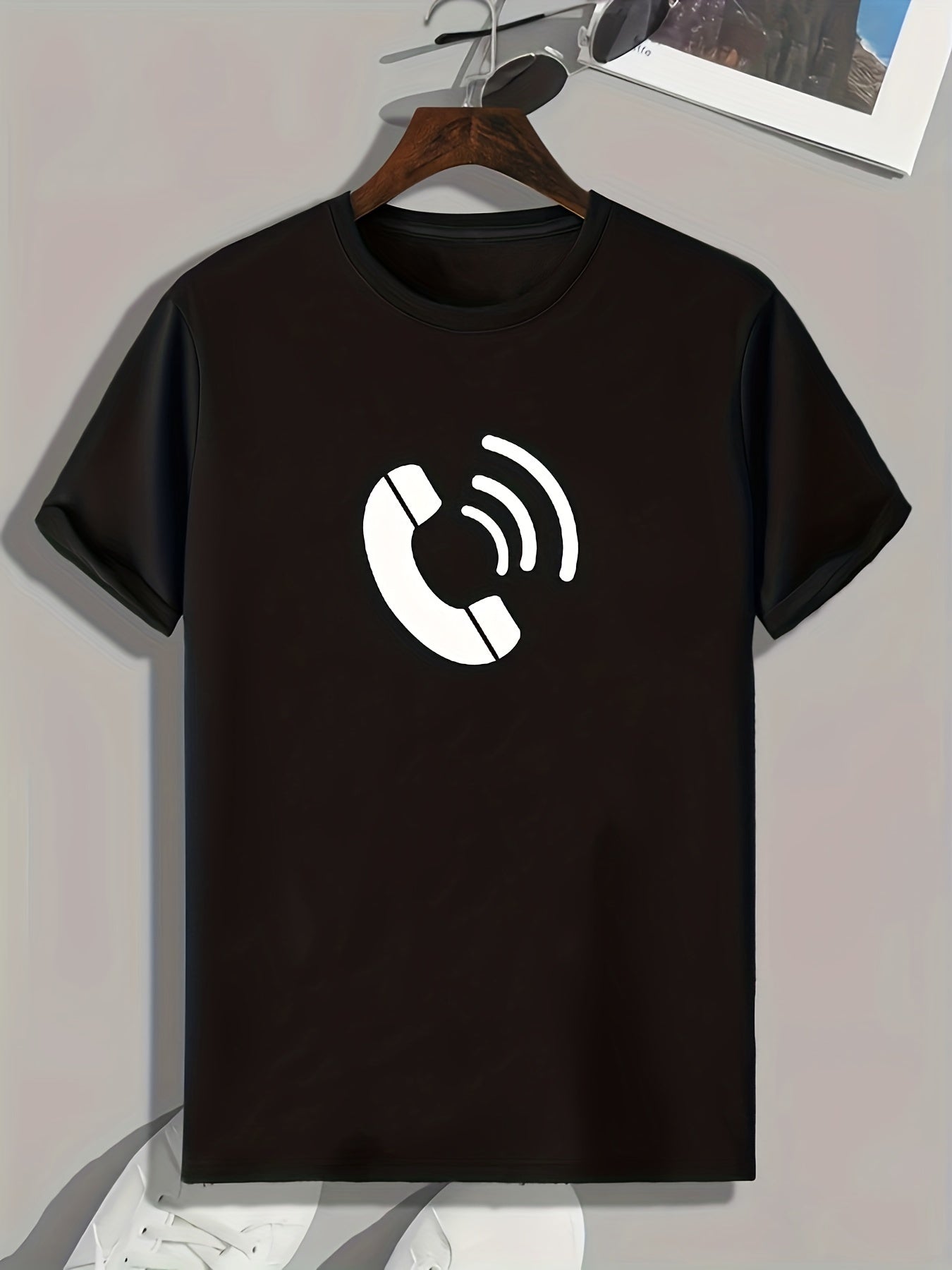 Telephone Call Print Men's Graphic T shirt for Summer