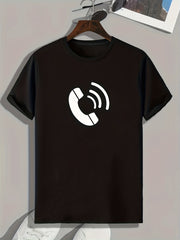 Telephone Call Print Men's Graphic T shirt for Summer