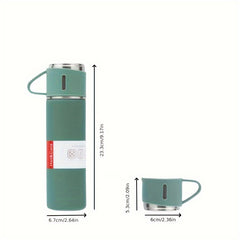 Stainless Steel Insulated Water Bottle 500ml - Leakproof with 2 Extra Lids