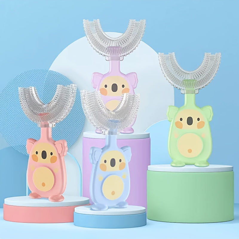 6 Year Old Kids U Shaped Silicone Toothbrush & Baby Toothpaste Set