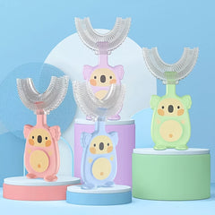 6 Year Old Kids U Shaped Silicone Toothbrush & Baby Toothpaste Set