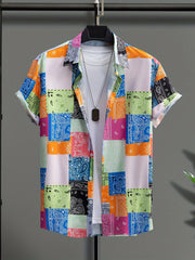 Paisley Block Print Men's Casual Short Sleeve Shirt