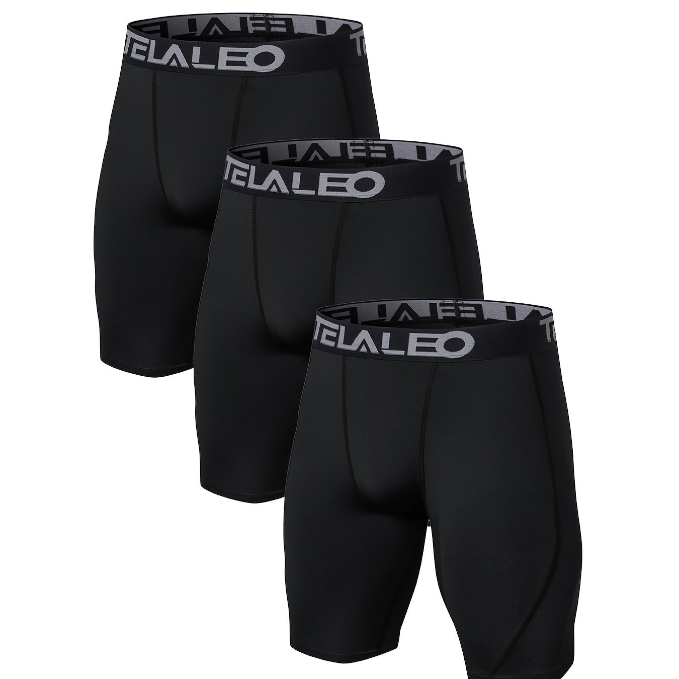 Telaleo Men's Compression Shorts 3-Pack for Running and Workouts