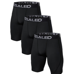 Telaleo Men's Compression Shorts 3-Pack for Running and Workouts
