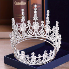 Golden Rhinestone Crown Tiara For Women Bride Wedding Hair Accessories