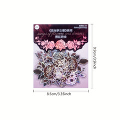 20PCS Flower & Dream Song Dark Flower Laser Silver PET Stickers