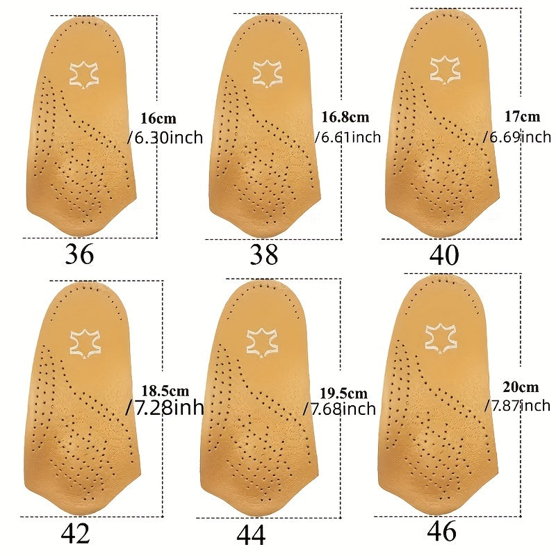 Arch Correcting Insoles Yellow Leather Arch Half Cushion Flat Foot Insoles