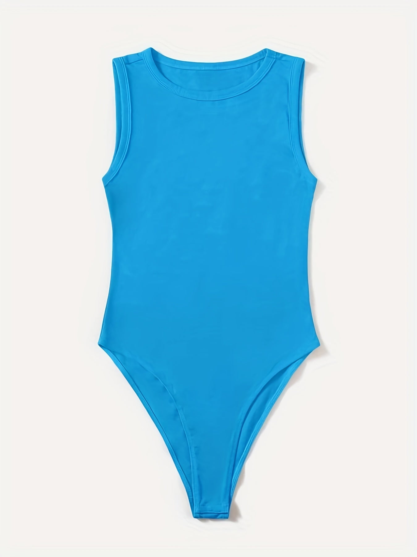 Sleeveless Casual Crew Neck Workout Bodysuit Women's Clothing