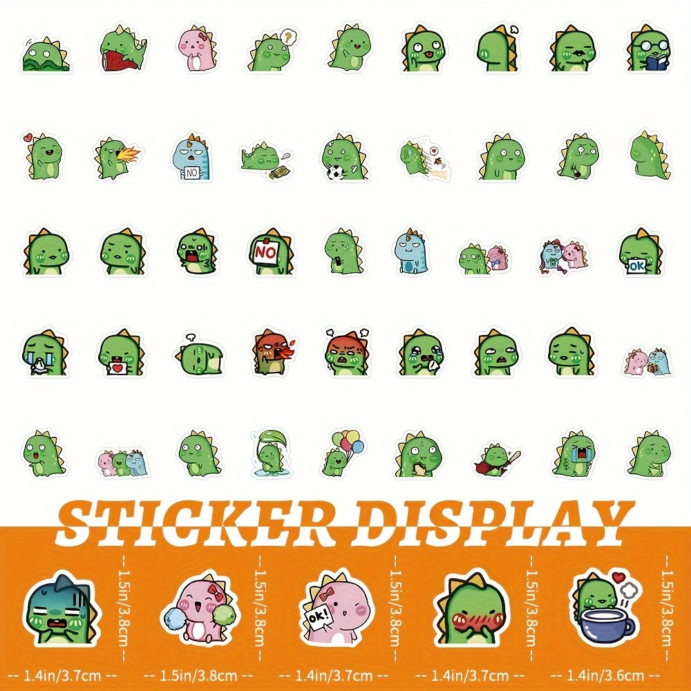 100pcs Green Dino Stickers - Waterproof DIY for Guitar, Phone