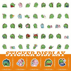 100pcs Green Dino Stickers - Waterproof DIY for Guitar, Phone
